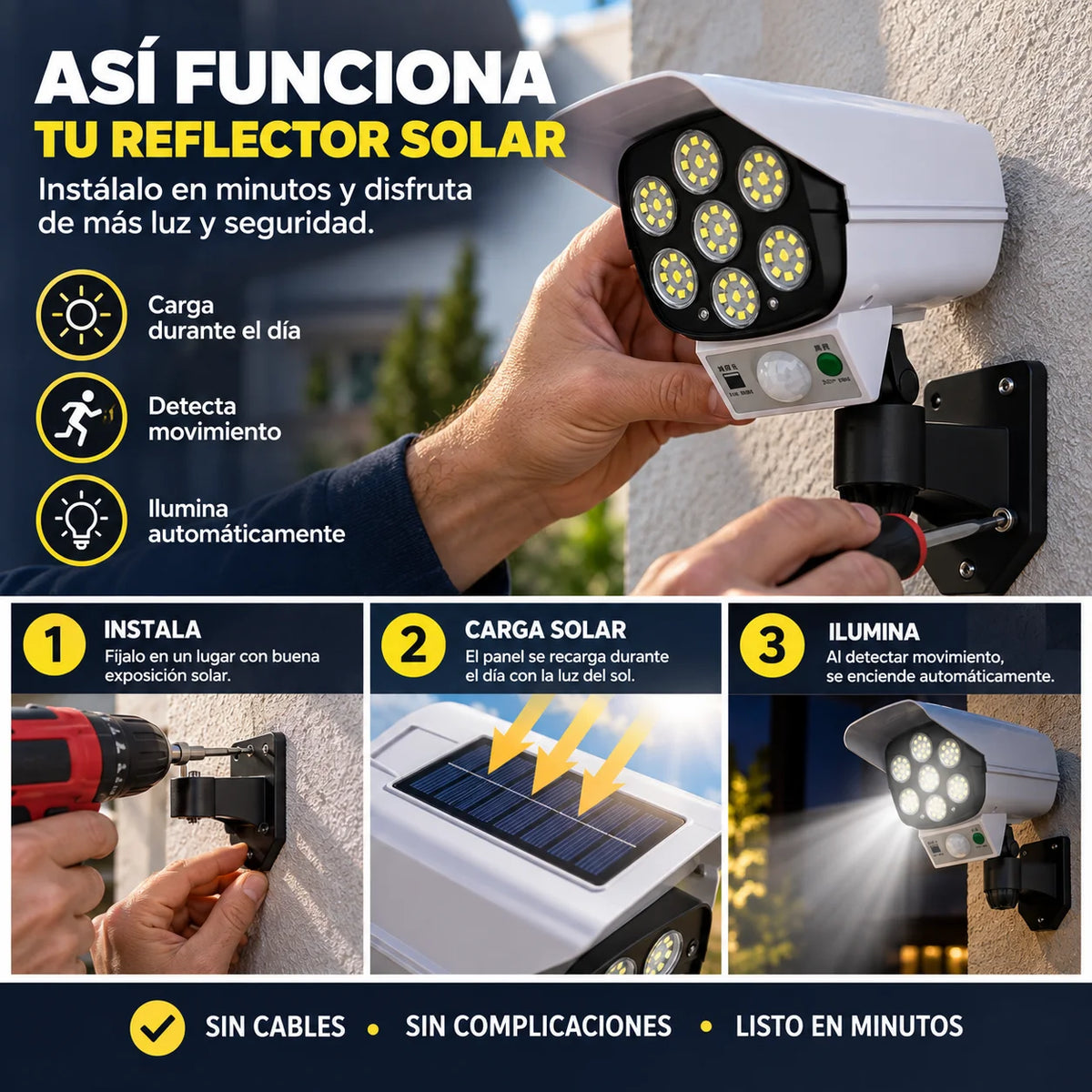 Vigía Solar Pro™ — Diseño tipo cámara + iluminación solar en un solo producto