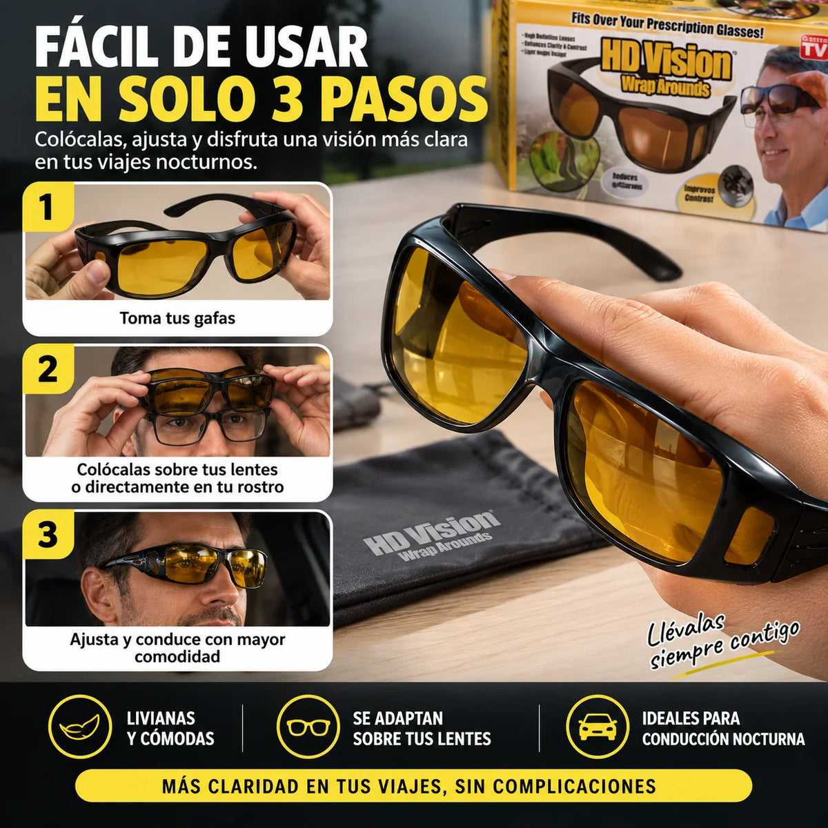 Visión Nocturna Pro™ — Más contraste y comodidad en tus viajes nocturnos